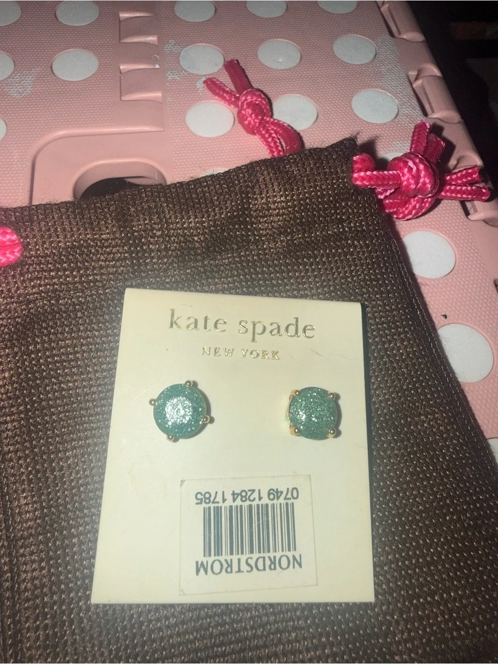kate spade New York Girls Glitter Stud Earrings - Turquoise